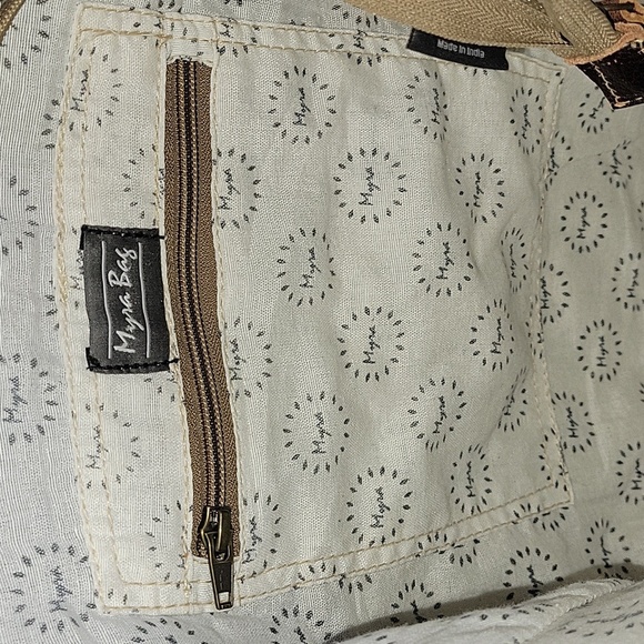 Myra Bag Canvas Tapestry Leather Tote Shoulder Bag - Picture 12 of 12